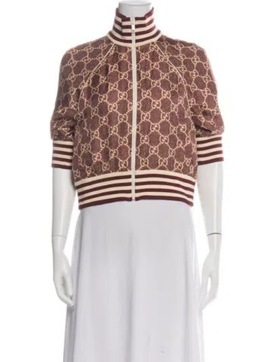 Pre-owned Gucci Silk Graphic Print Bomber Jacket In Multi