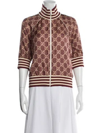 Pre-owned Gucci Silk Graphic Print Jacket In Red