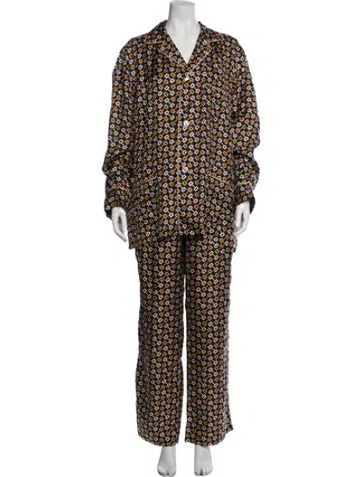 Pre-owned Gucci Silk Graphic Print Pajamas In Blue