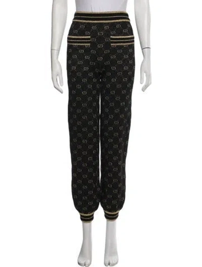 Pre-owned Gucci Silk Graphic Print Sweatpants In Black