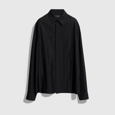 Gucci Silk Habotai Shirt With Jacquard Detail In Black
