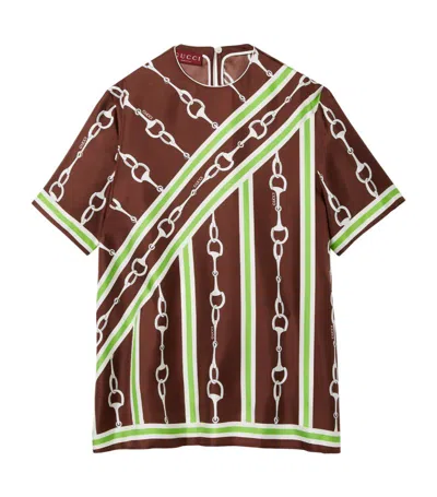 Gucci Silk Horsebit T-shirt In Brown