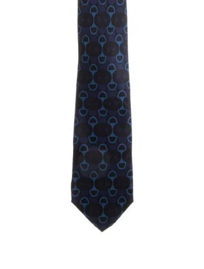 Pre-owned Gucci Silk Horsebit Tie In Blue