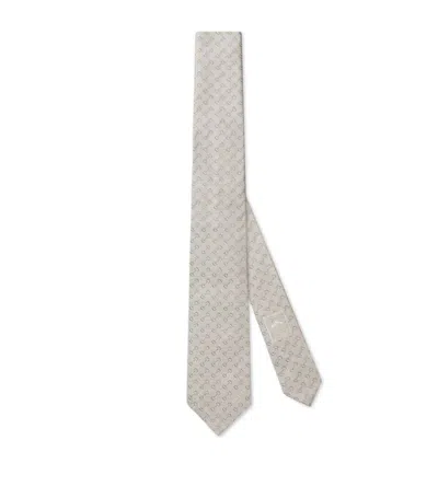 Gucci Silk Horsebit Tie In White