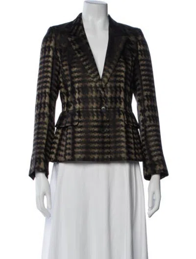 Pre-owned Gucci Silk Houndstooth Print Blazer In Black