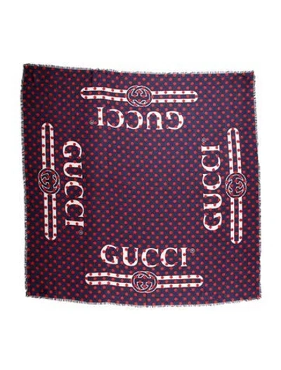 Pre-owned Gucci Silk Interlocking G Logo Scarf W/ Tags In Multi