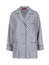 Gucci Womens Gg Supreme Oversized-fit Silk Shirt Blue White Mc In Blue