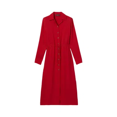 Pre-owned Gucci Silk Jacquard Dress 'classic Red' | Women's Size 42
