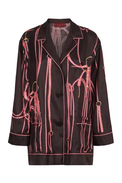Gucci Silk Jacquard Jacket In Multi