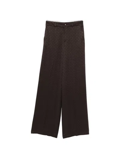 Gucci High Waist Wide Leg Pattern Trousers In Brown