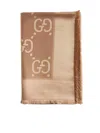 Gucci Silk Jacquard Scarf In Brown