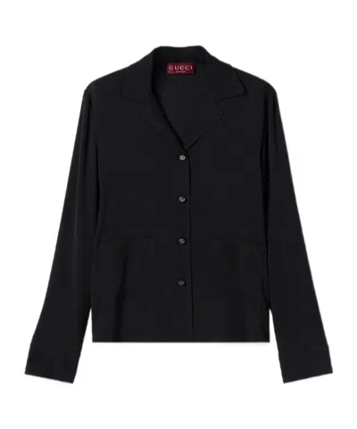 Gucci Silk Jacquard Shirt In Blue