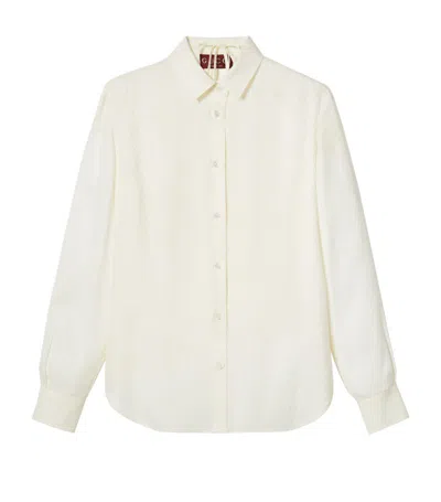 Gucci Silk Jacquard Shirt With Bra In White