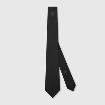 Gucci Silk Jacquard Tie In Black
