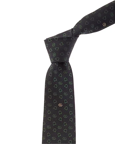 Gucci Silk Jacquard Tie In Black
