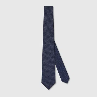 Gucci Silk Jacquard Tie In Blue