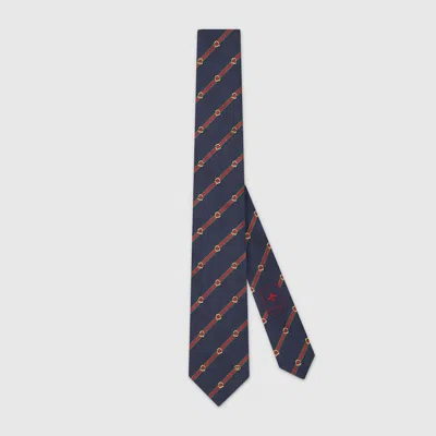 Gucci Silk Jacquard Tie In Blue