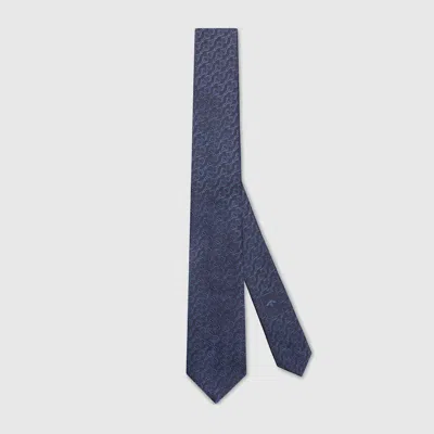 Gucci Silk Jacquard Tie In Blue