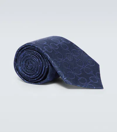 Gucci Silk Jacquard Tie In Blue