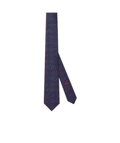 Gucci Silk Jacquard Tie In Blue