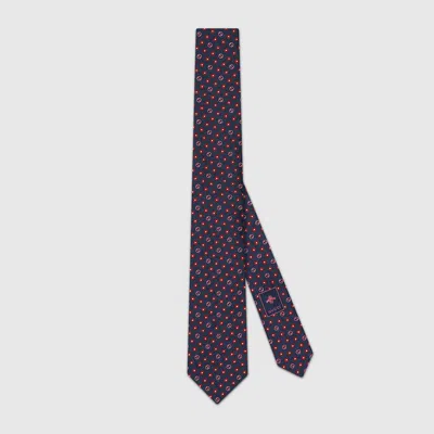 Gucci Silk Jacquard Tie In Blue