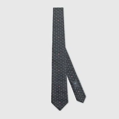 Gucci Silk Jacquard Tie In Gray