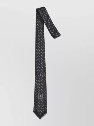 Gucci Silk Jacquard Tie Horsebit Motif In Black