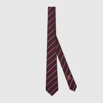 Gucci Silk Jacquard Tie In Burgundy