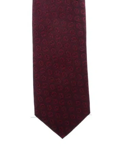 Pre-owned Gucci Silk Jacquard Tie In Red