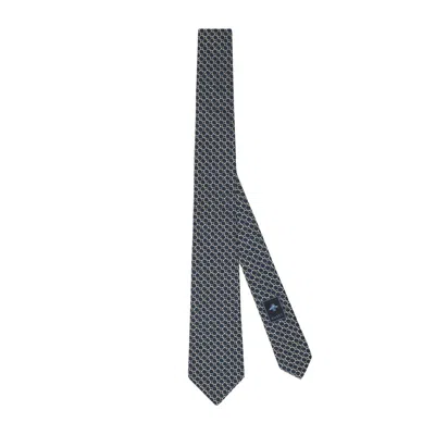 Gucci Silk Jacquard Tie With Clamp In Blue
