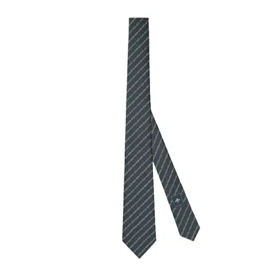Gucci Silk Jacquard Tie With Clamp In Black