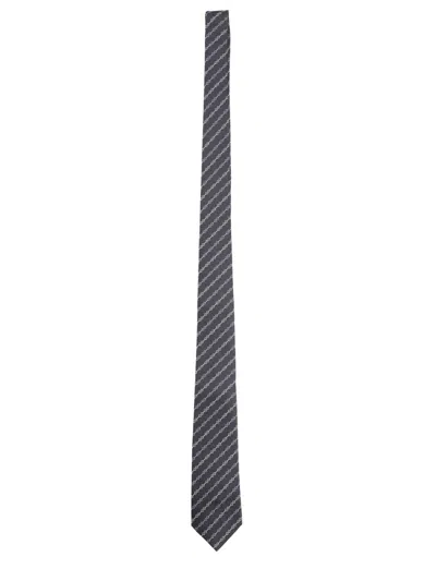 Gucci Silk Jacquard Tie With Clamp In Blue