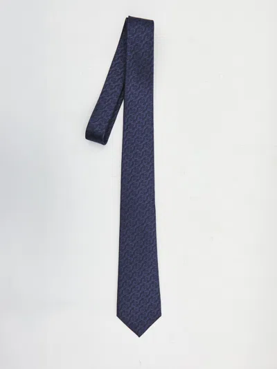 Gucci Silk Jacquard Tie With Horsebit In Blue