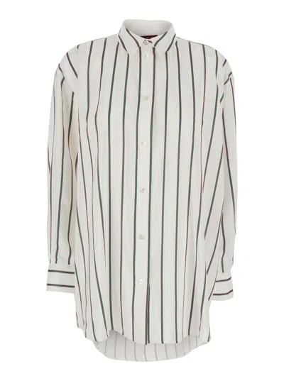 Gucci Silk Jacquard Web Striped Shirt In White
