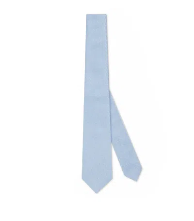 Gucci Silk Logo Jacquard Tie In Blue