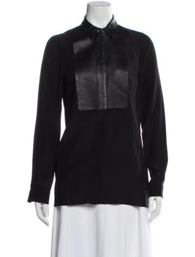 Pre-owned Gucci Silk Long Sleeve Blouse In Black