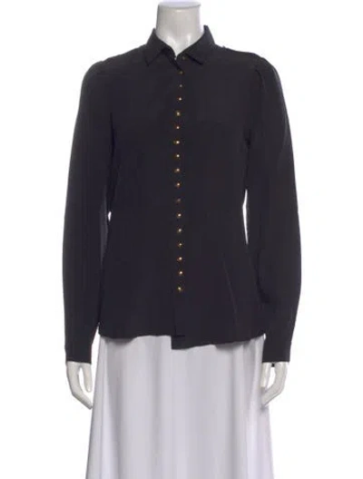 Pre-owned Gucci Silk Long Sleeve Blouse In Black