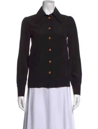 Pre-owned Gucci Silk Long Sleeve Blouse In Black