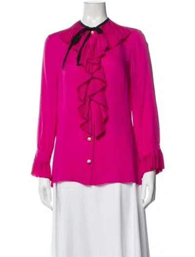 Pre-owned Gucci Silk Long Sleeve Blouse In Multi
