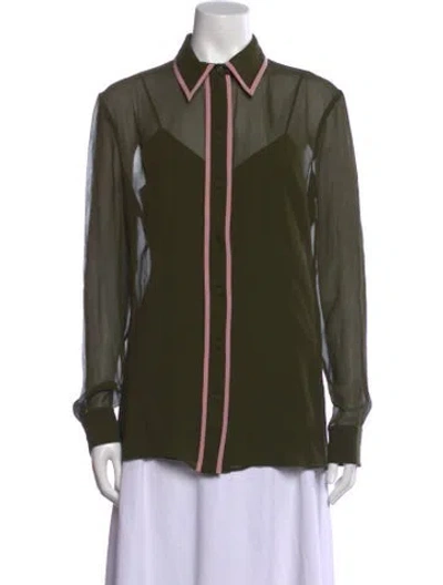 Pre-owned Gucci Silk Long Sleeve Blouse In Multi