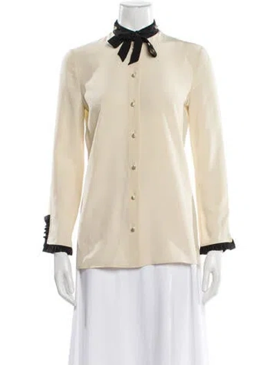 Pre-owned Gucci Silk Long Sleeve Blouse In Neutral