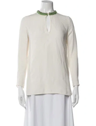 Pre-owned Gucci Silk Long Sleeve Blouse In Neutral