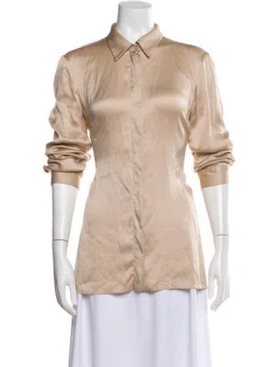 Pre-owned Gucci Silk Long Sleeve Blouse In Neutral