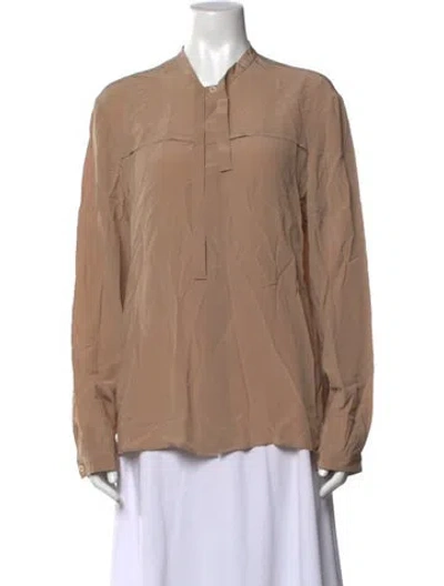 Pre-owned Gucci Silk Long Sleeve Blouse In Neutrals
