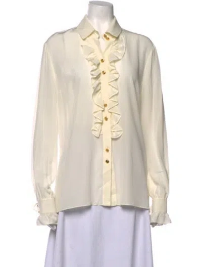 Pre-owned Gucci Silk Long Sleeve Blouse In Neutrals