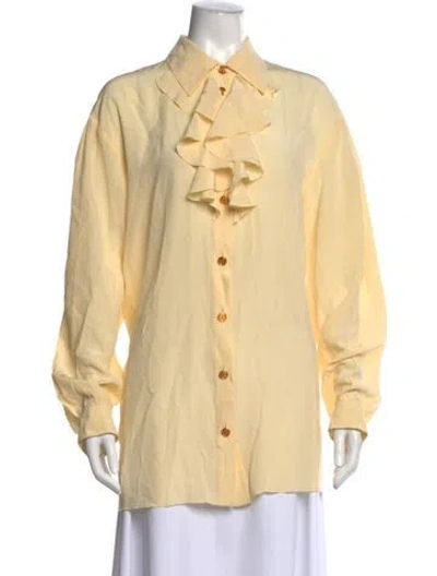Pre-owned Gucci Silk Long Sleeve Blouse In Neutrals
