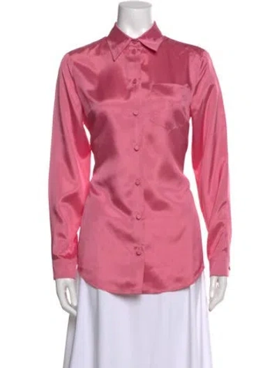 Pre-owned Gucci Silk Long Sleeve Blouse In Pink