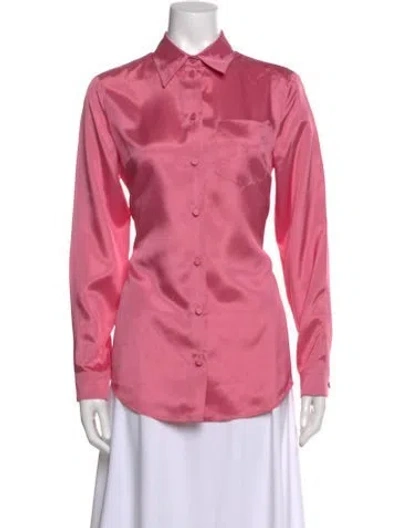 Pre-owned Gucci Silk Long Sleeve Blouse In Pink