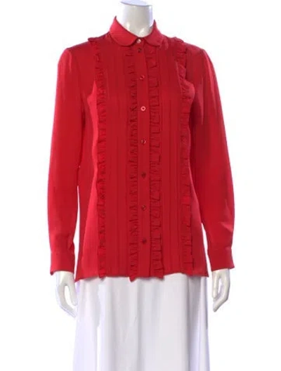 Pre-owned Gucci Silk Long Sleeve Blouse In Red