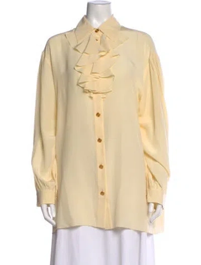 Pre-owned Gucci Silk Long Sleeve Blouse W/ Tags In Neutral